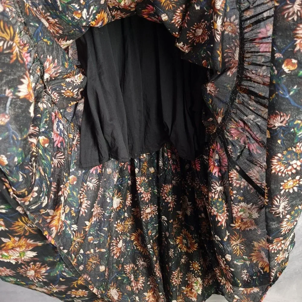 NATURAL LIFE Black Floral Maxi Dress with Green and Mustard Accents - Picture 5 of 16
